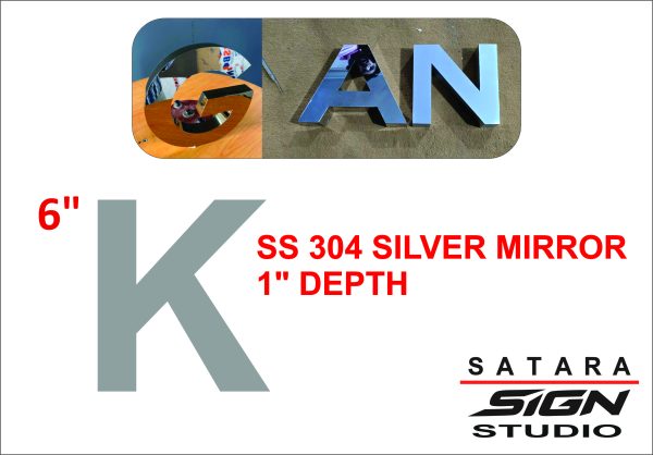 SS 304 Silver Glossy Letter