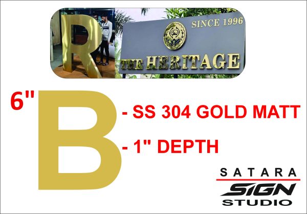 SS 304 Gold Brush Letter