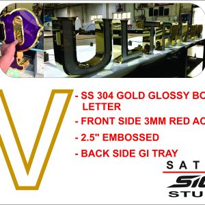 SS 304 Gold Glossy Border Letter