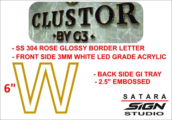 -SS 304 ROSE GLOSSY BORDER LETTER