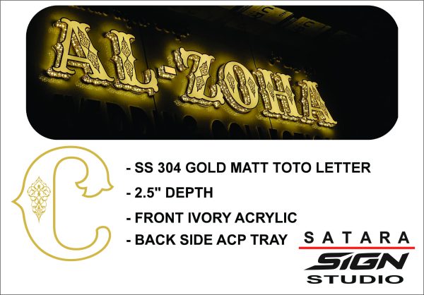 - SS 304 GOLD MATT TOTO LETTER