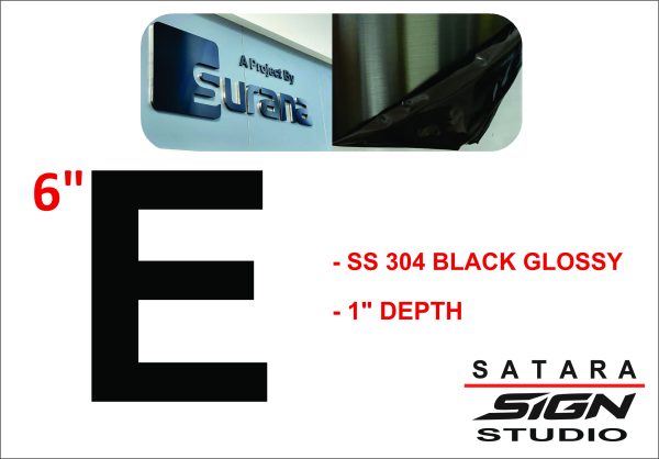 SS 304 Black Glossy Letter