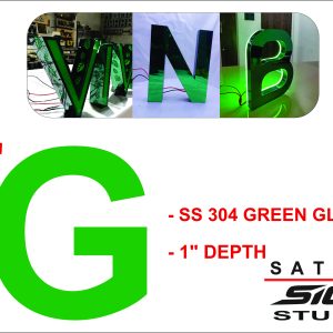 SS 304 Green Glossy Letter