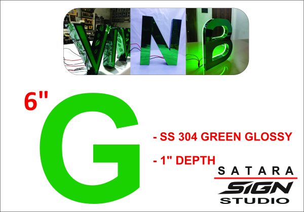 SS 304 Green Glossy Letter