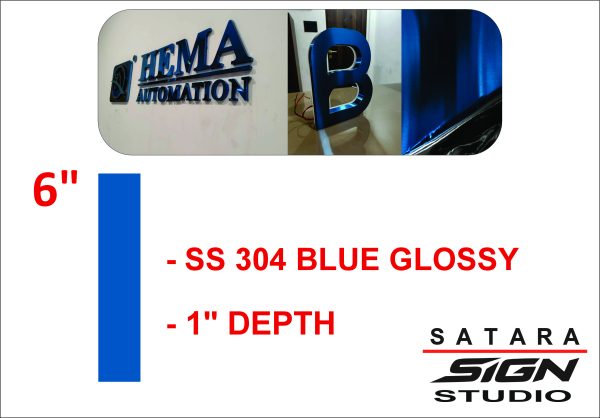 SS 304 Blue Glossy Letter